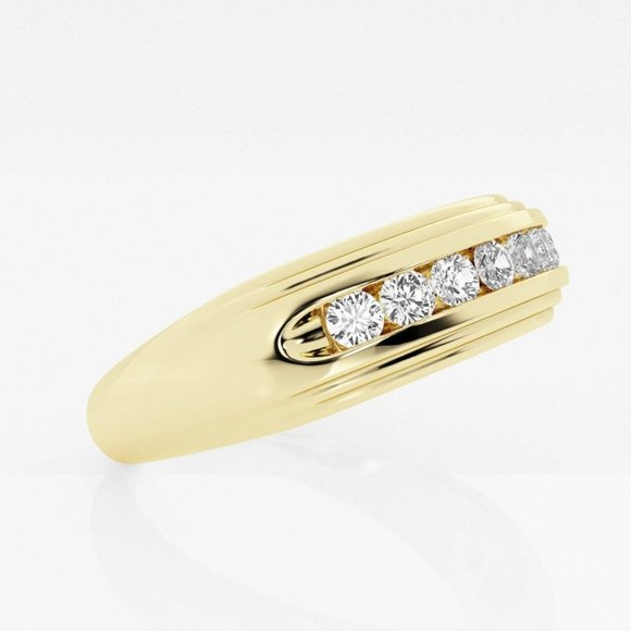 1/2 ctw Round Lab Grown Diamond Men's Channel Set Wedding Band - Picture 4 of 4